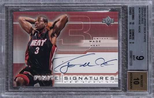 2003/04 Upper Deck Finite Signatures #DW Dwyane Wade Signed Rookie Card - BGS MINT 9/BGS 10